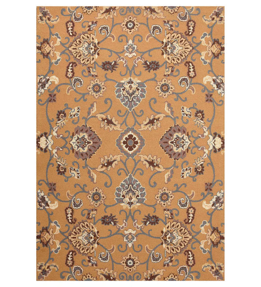 Golden ochre Persian floral medallion hand-tufted wool rug