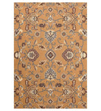 Golden ochre Persian floral medallion hand-tufted wool rug