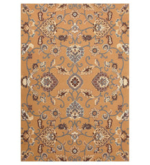 Golden ochre Persian floral medallion hand-tufted wool rug