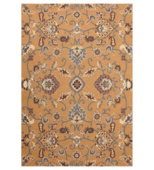 Golden ochre Persian floral medallion hand-tufted wool rug