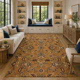 Golden ochre wool rug