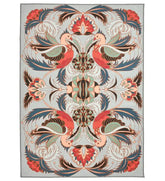 Gray Bird Floral Rug with elegant bird and flower patterns.
