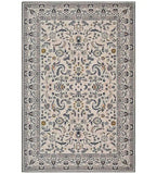 Elegant gray medallion rug with intricate floral patterns, delicate borders, luxury handwoven design