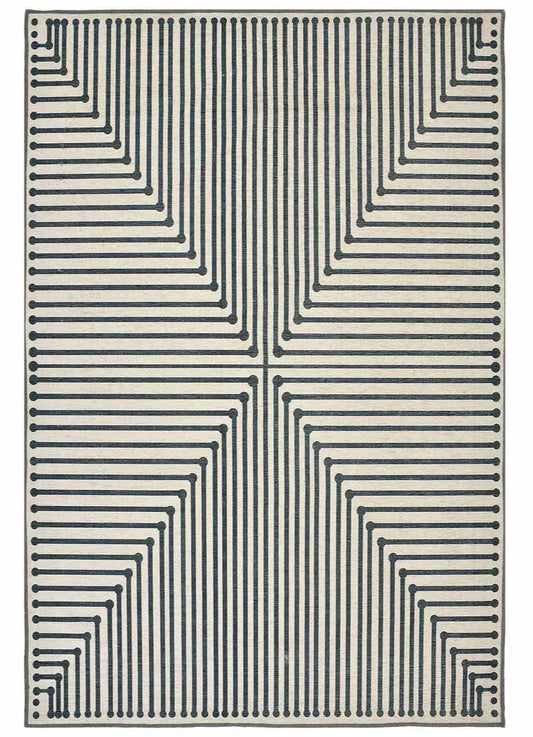 Gray modern geometric rug with clean lines.