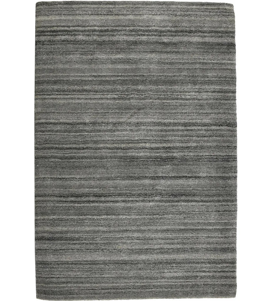Gray linear striped hand-tufted wool rug with minimalist design