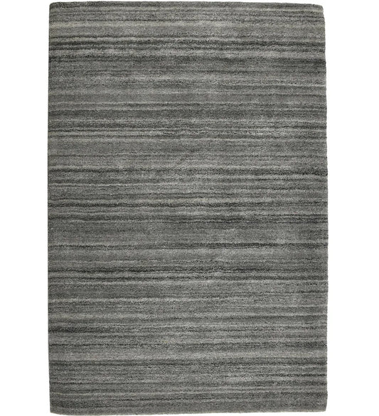 Gray linear striped hand-tufted wool rug with minimalist design