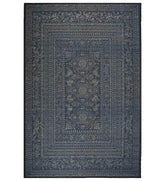 Gray ornate border design rug for classic living rooms.