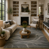 Gray wave wool rug