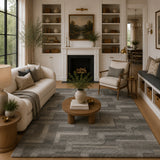 Gray geometric wool rug