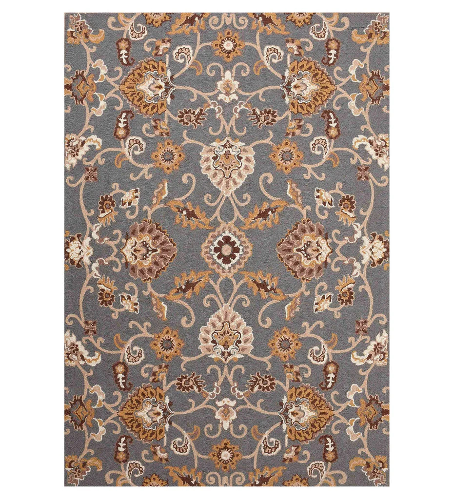 Gray and gold floral medallion hand-tufted wool rug