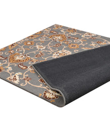 Gray and gold Persian medallion rug for living room decor