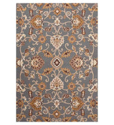 Gray and gold floral medallion hand-tufted wool rug