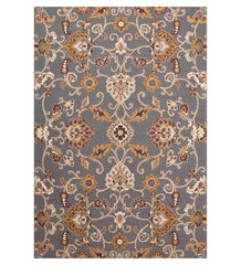 Gray and gold floral medallion hand-tufted wool rug