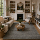 Gray linear hand tufted rug