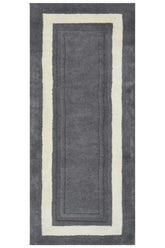 Solid gray and white hand tufted runner rug
