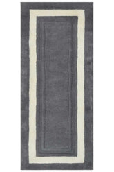 Solid gray and white hand tufted runner rug