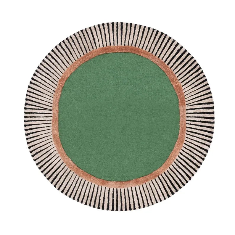 Green Round Hand Tufted Rug