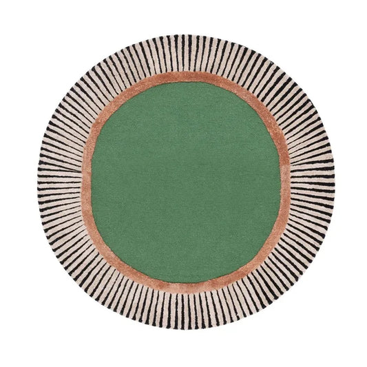 Green Round Hand Tufted Rug