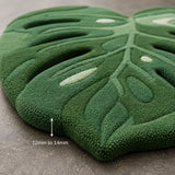 Green gradient leaf wool rug