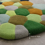 Green verdant mosaic wool rug