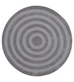 Round grey hand-tufted solid wool rug with concentric circle design for luxury home décor