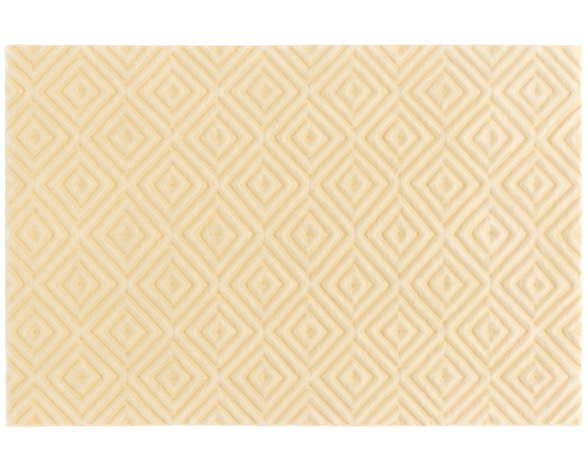 Textured ivory diamond rug for modern minimalist living spaces.