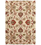 Traditional ivory floral hand-tufted wool rug with Oriental design