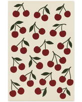 Luxury Ivory & Red Cherry Rug – hand-tufted wool rug with fruit pattern.