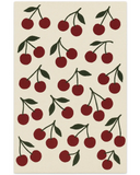 Luxury Ivory & Red Cherry Rug – hand-tufted wool rug with fruit pattern.