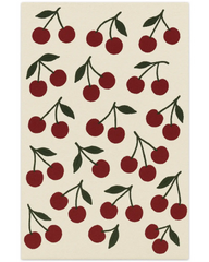 Luxury Ivory & Red Cherry Rug β hand-tufted wool rug with fruit pattern.
