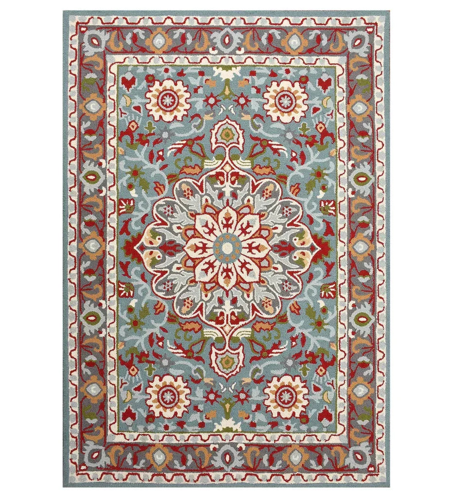 Light blue traditional hand tufted rug