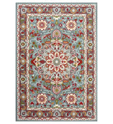 Light blue traditional hand tufted rug