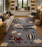 Light gray sky kids wool rug