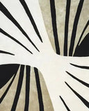 Modern abstract oval wool rug in beige and black tones.