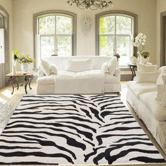 Luxury zebra pattern wool rug for modern living rooms.