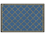 Geometric lattice diamond rug in blue and cream for modern decor.