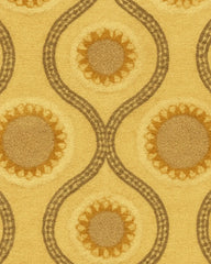 Handcrafted golden Medallion Rug featuring wavy geometric patterns.
