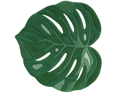 Botanical leaf rug in gradient green shades for luxury interiors.