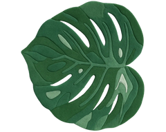 Botanical leaf rug in gradient green shades for luxury interiors.