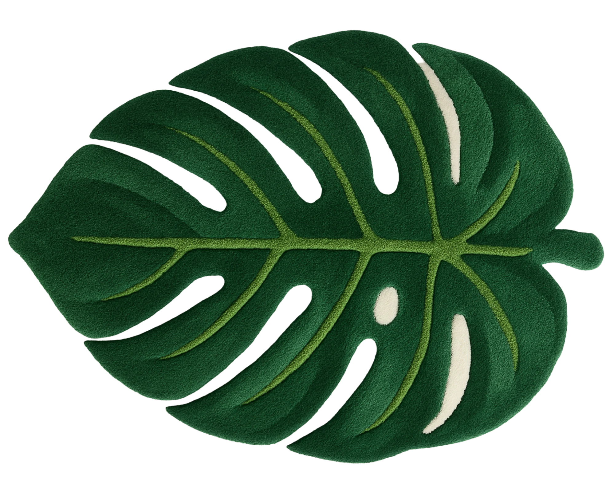 Tropical green monstera leaf rug – handcrafted premium design.