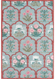Vintage floral wool rug with hand-tufted botanical pattern.