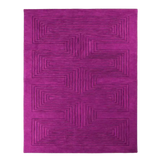 Magenta modern geometric hand-tufted wool rug with textured linear pattern