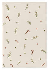 Minimalist Christmas rug with candy canes, mistletoe, and festive dots