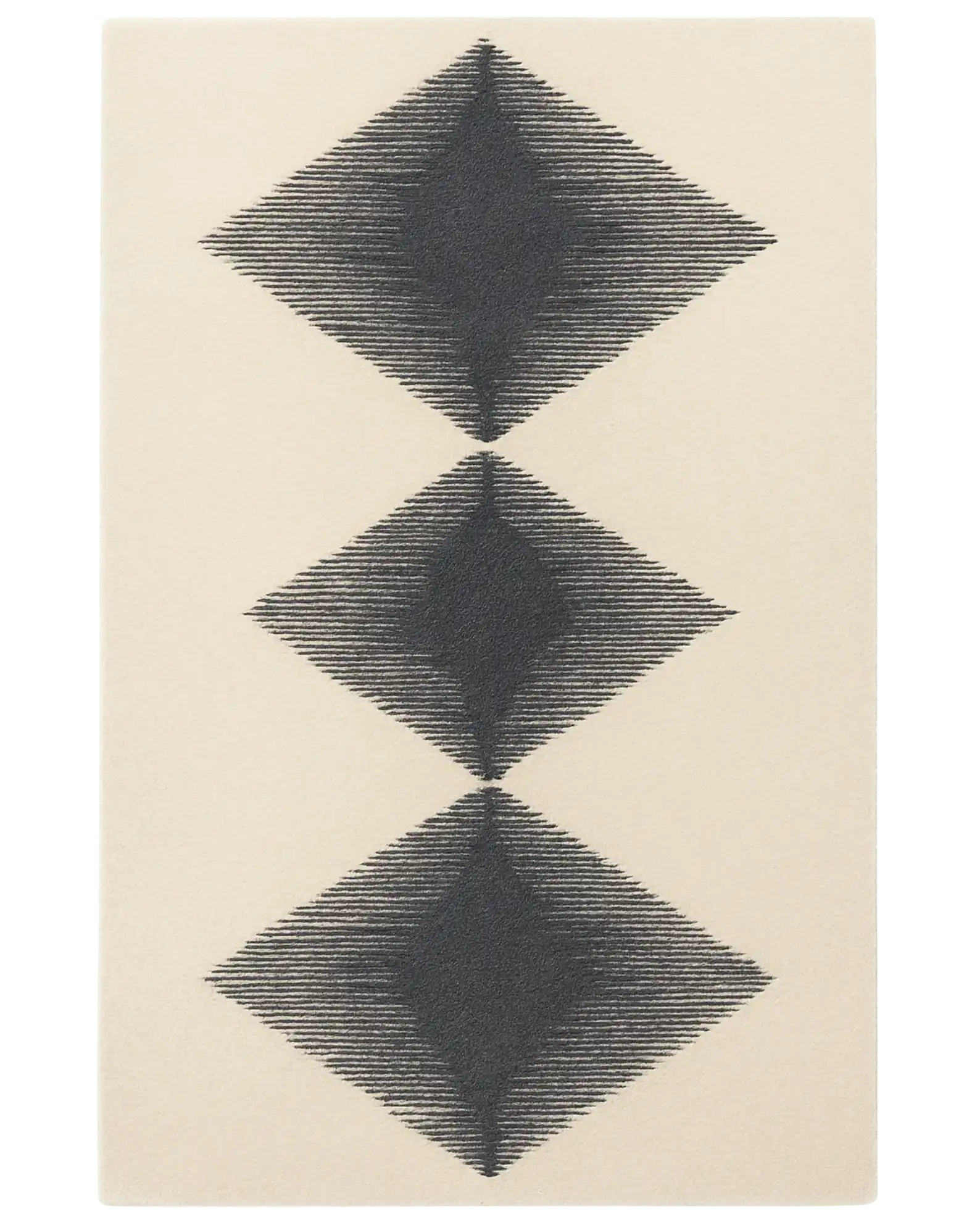 Cream and charcoal diamond rug – minimalist geometric design.