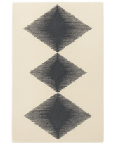 Cream and charcoal diamond rug – minimalist geometric design.