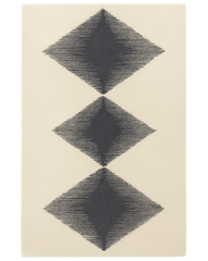 Cream and charcoal diamond rug – minimalist geometric design.