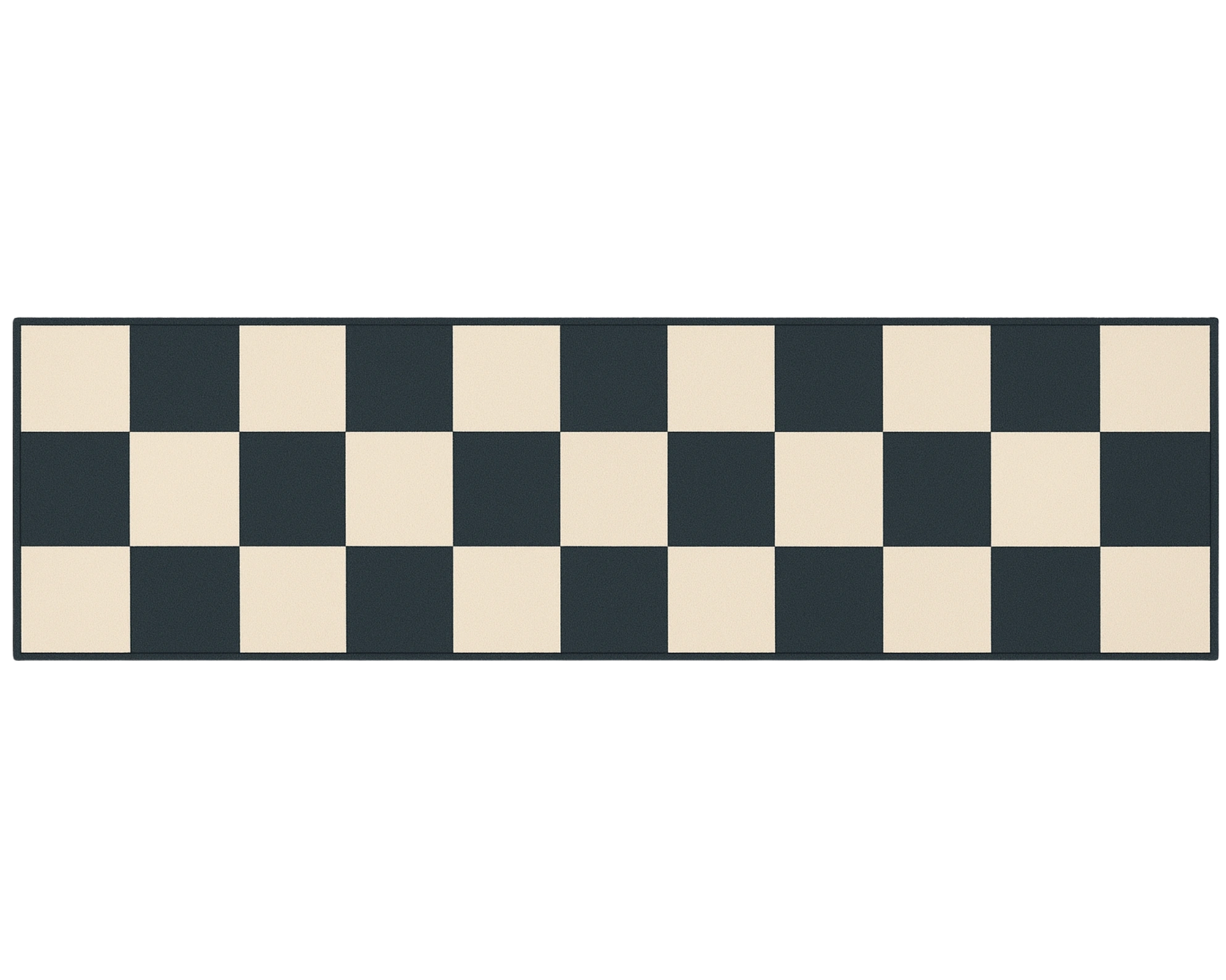 Black and cream checkerboard hallway rug