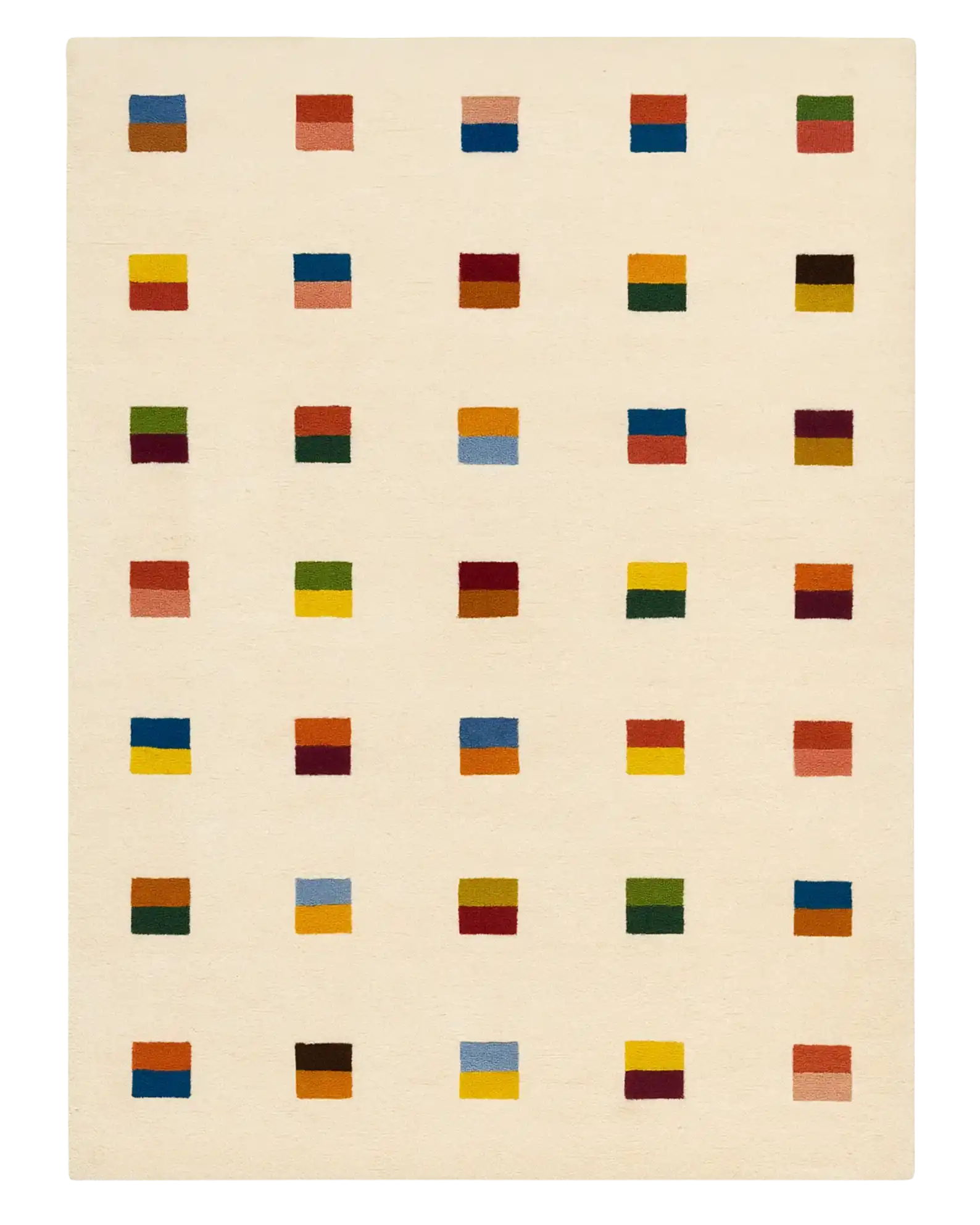 Modern color block rug with multicolor geometric wool squares
