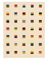 Modern color block rug with multicolor geometric wool squares
