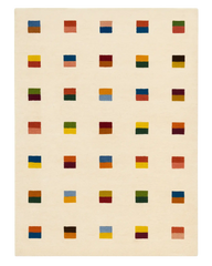 Modern color block rug with multicolor geometric wool squares